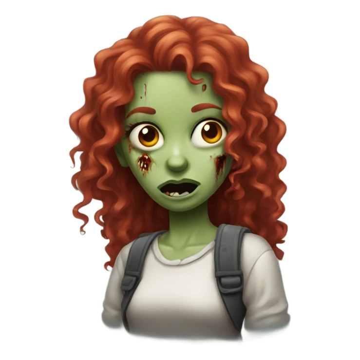 Zombie girl with long red curly hair sticker