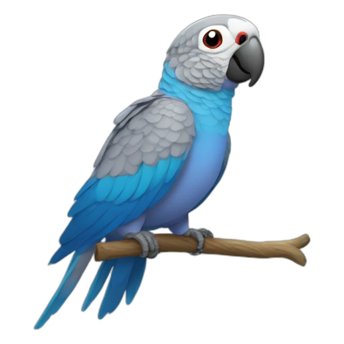gray ringneck parrot with blue eyes eating cable sticker