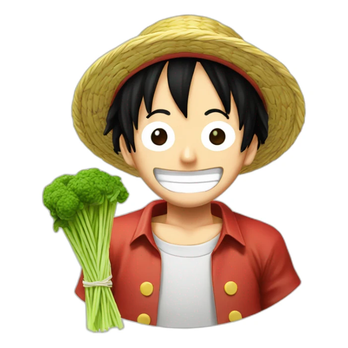 luffy one piece avec un plat de spaghetti au pesto sticker