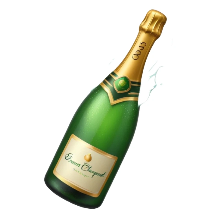 green champagne bottle with white middle and top sticker