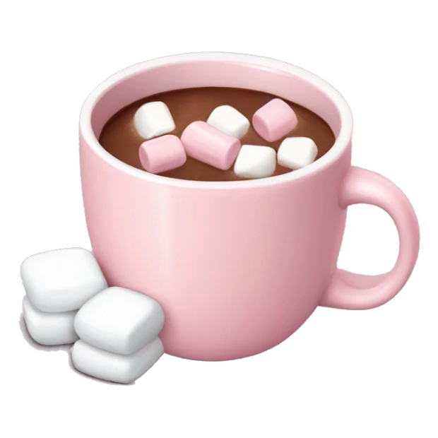 Light Pink mug of hot chocolate with marshmallows  sticker