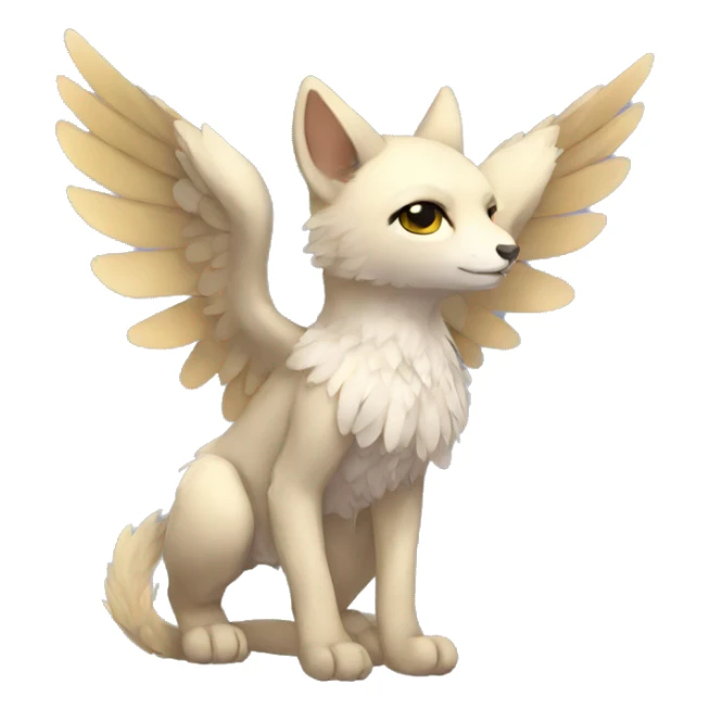 Anthro shy cute winged animal hybrid full body sticker