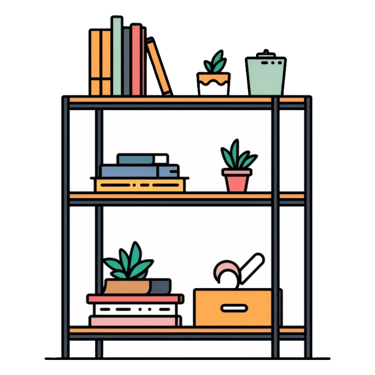 Modern minimalist shelving unit sticker