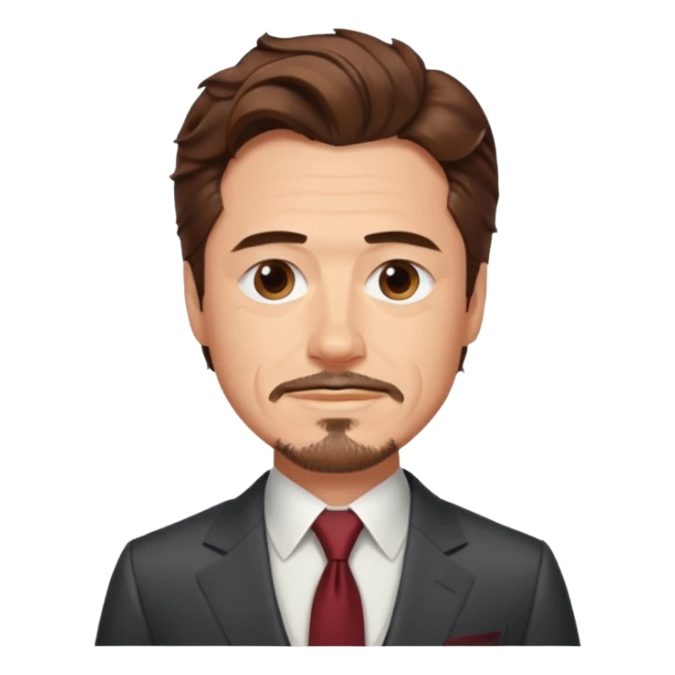 Tony Stark with wavy hair smirking sticker