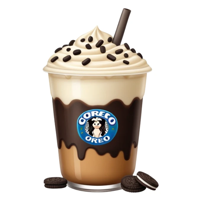 Oreo and boba with brown sugar drizzle beverage sticker