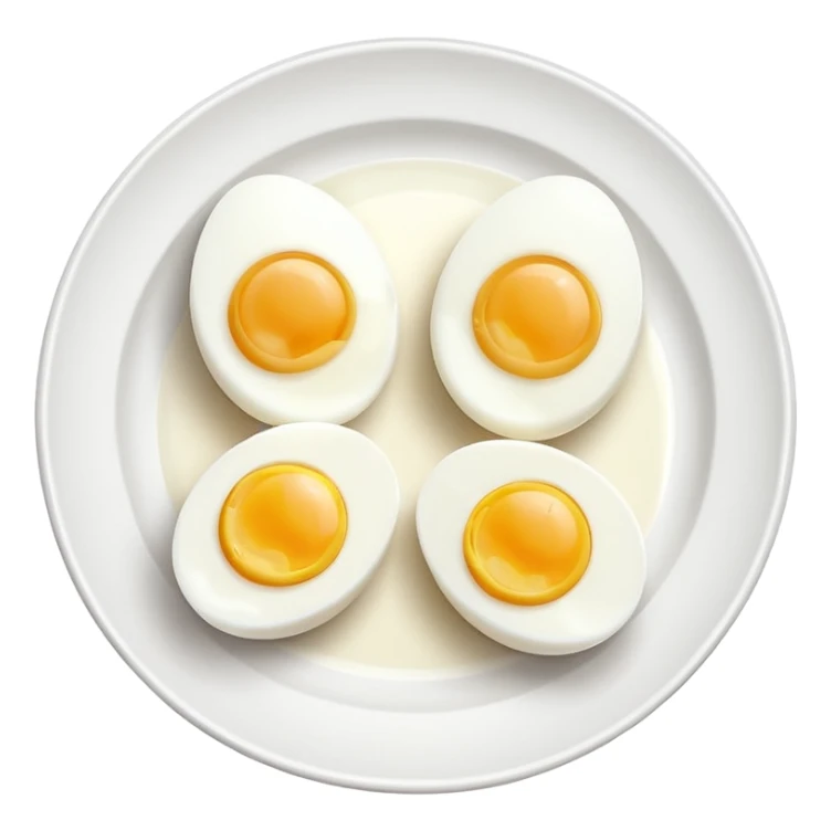 Hard boiled Egg whites on a white flat plate.  sticker