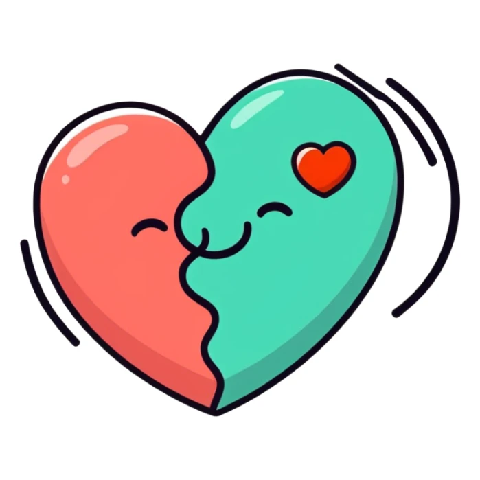 heart, cartoonish sticker style sticker