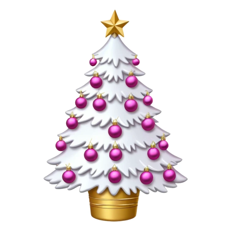 WHITE CHRISTMAS TREE WITH PINK BOWS AND GOLD TINSEL sticker