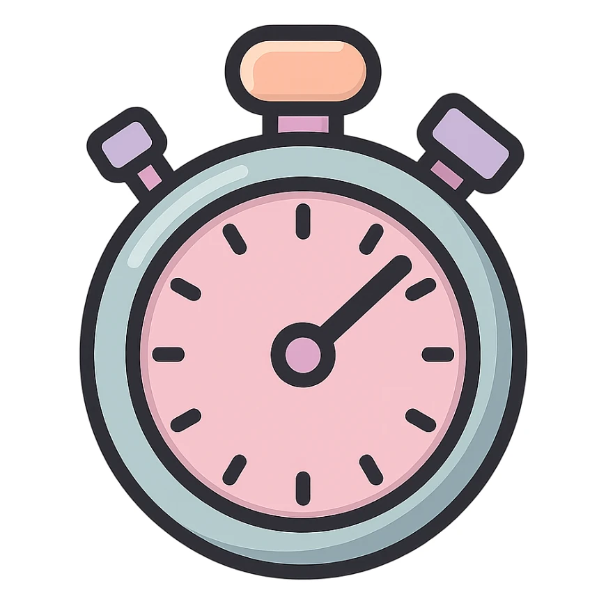 sports stopwatch, icon-color-outlined style, vector look with shadows and highlights, side view, detailed shading, thin clean outlines, soft rounded features, pastel palette #98B5BC #B5B3C1 #C9A3C9 #E4C0CA #F7DCD1 #F7C0AA, Japanese pop art, sticker look, highly detailed sticker