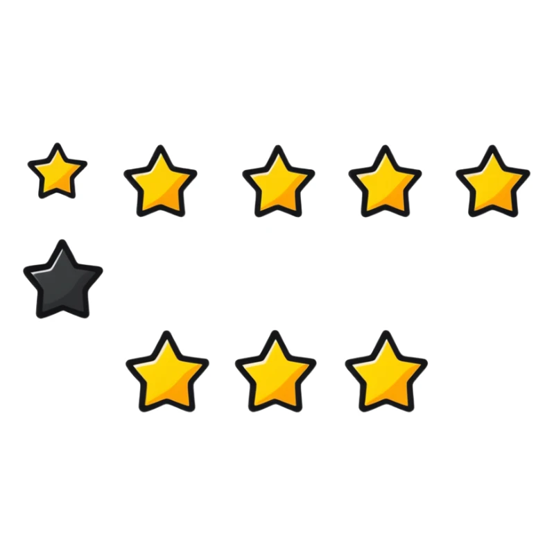 5 stars rating, excellent review sticker