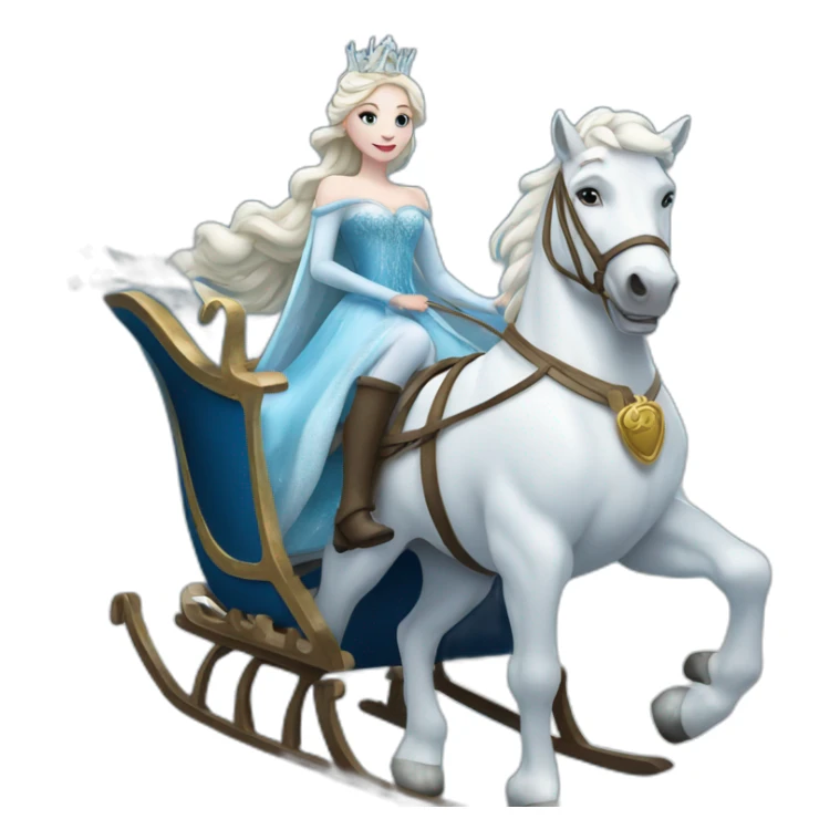 The Snow Queen on a sleigh with white horses sticker