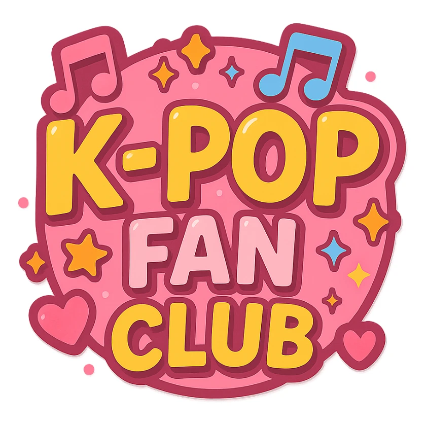 pink kpop fan club pin, fun and collectible sticker