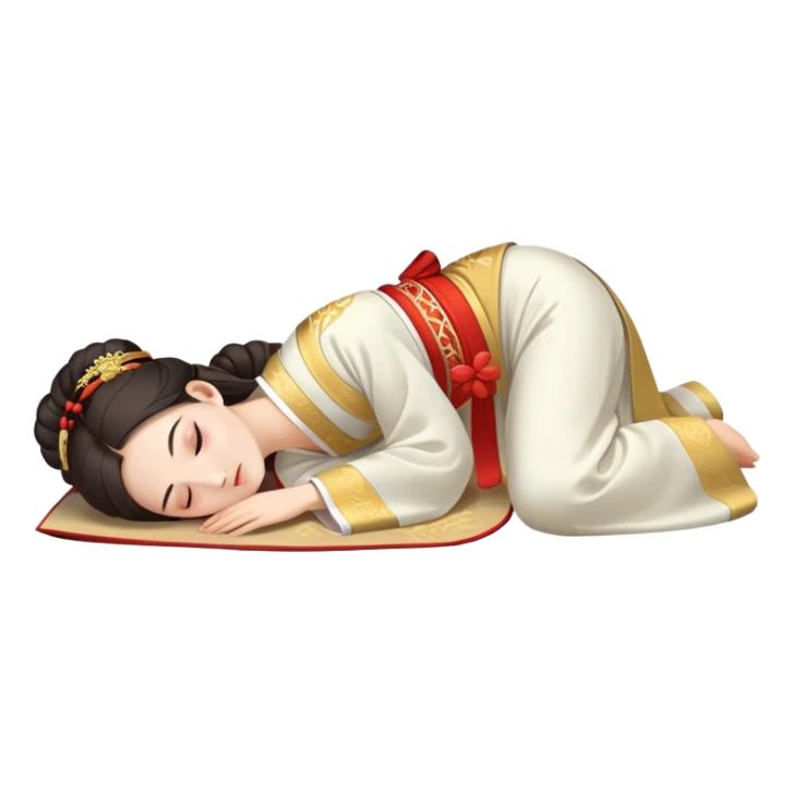 Beautiful girl in Hanfu lying on the ground sleeping sticker