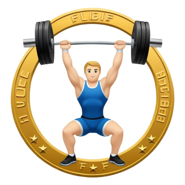 An emblem representing the World Weightlifting Federation with a stylized barbell and global elements. Bold text and clean lines symbolize strength, unity, and competition. Modern, dynamic design with a transparent background. sticker