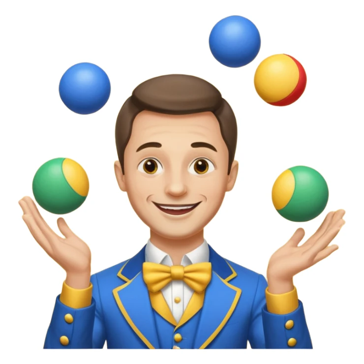 circus juggler zelensky juggling two balls blue and yellow sticker