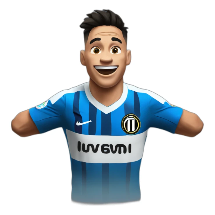 Lautaro Martinez celebrating a goal in Inter shirt sticker