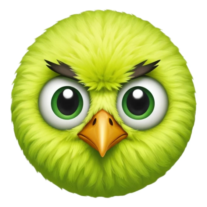 Tennis ball as a bird with big eyes looking opposite ways sticker