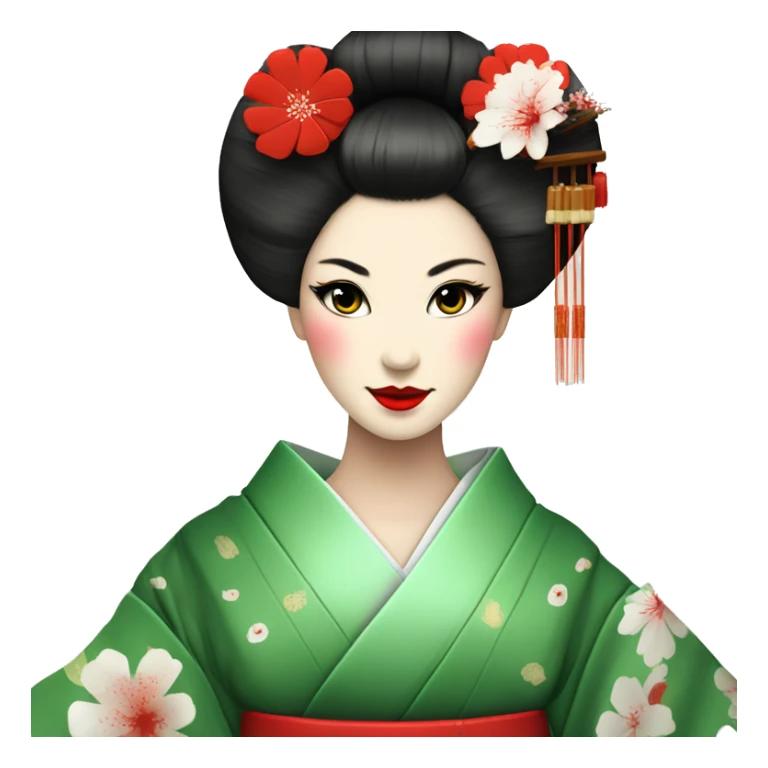 Geisha. kimono rojo. ojos verdes. ceremonia del té  sticker
