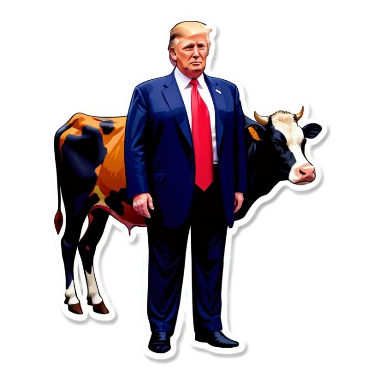 Donald trump with a cow body sticker