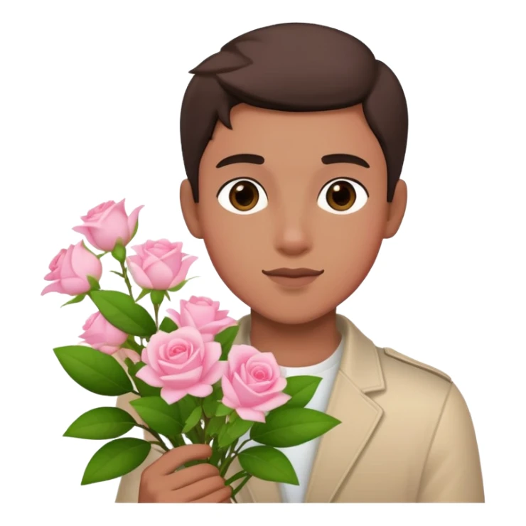 Cool boy holding a bouquet of pink jasmine roses sticker