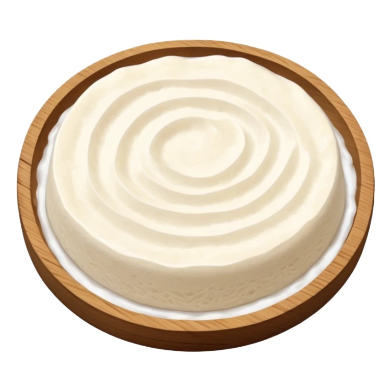 glutinous rice flour soaked in water with water still visibly unmixed on circular wooden plate with curved edges sticker