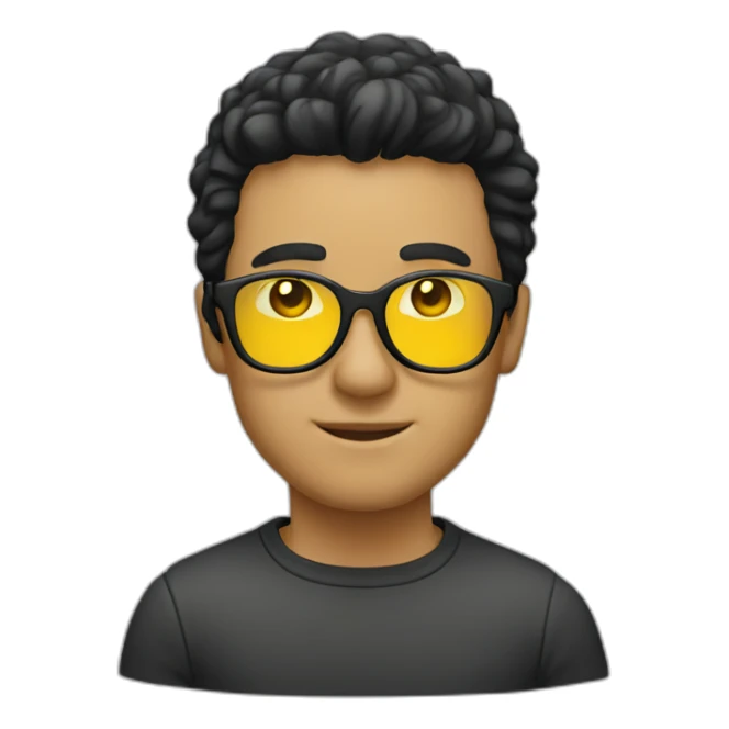 Man with yellow tinted glasses and black hair  sticker