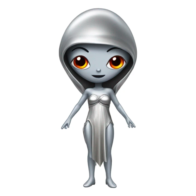 alien red female in silver dress, full figure sticker