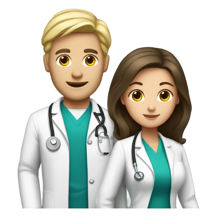 Blonde male doctor and brunette female nurse  sticker