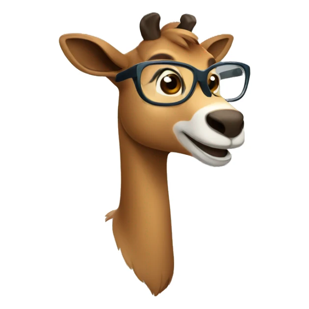 happy smart smiling brown chamois with glasses turn to left sticker
