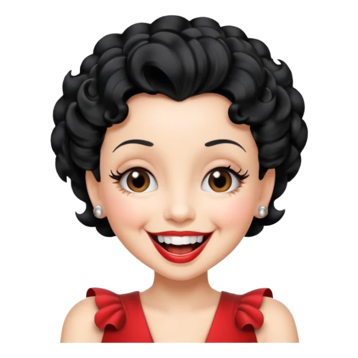 Betty Boop with her iconic look and hair laughing sticker