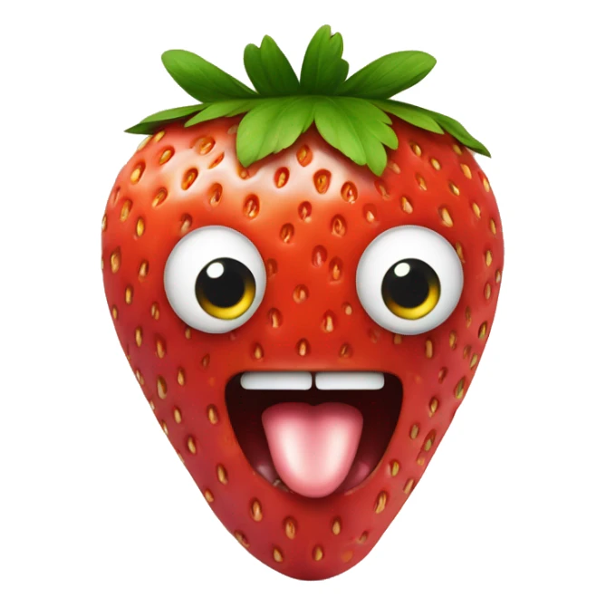 Strawberry with “x” eyes and tongue sticking out sticker