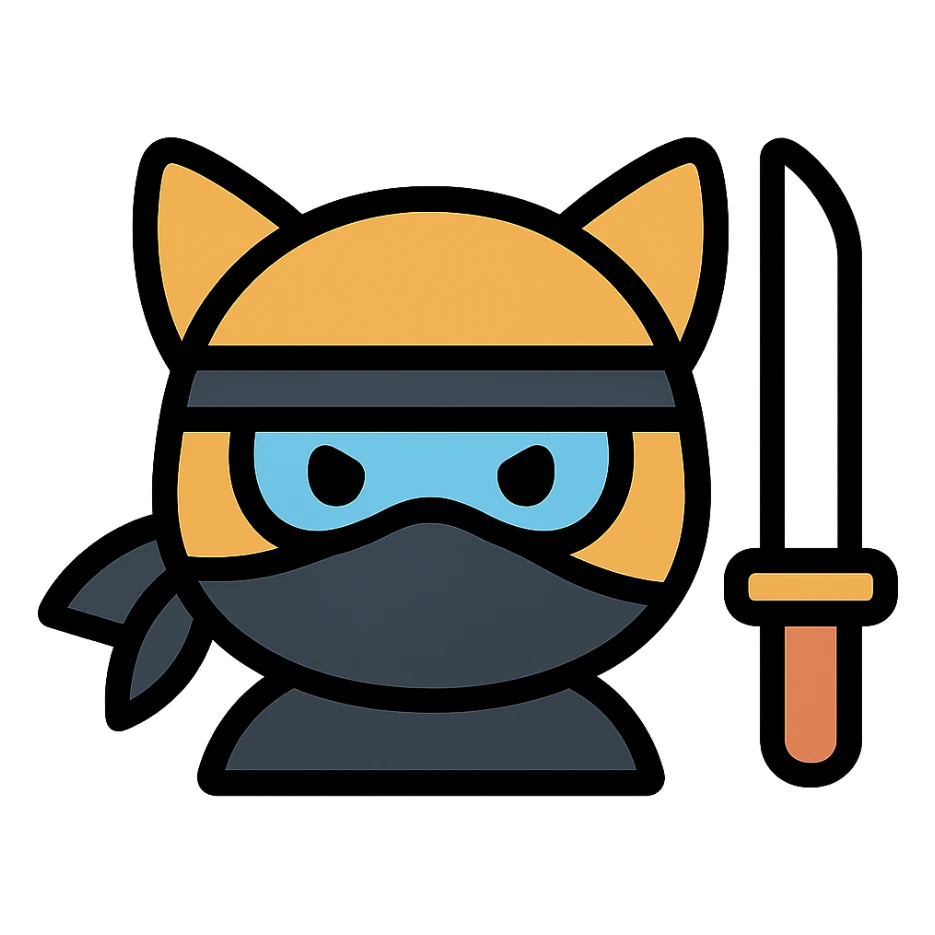 ninja cat color outline icon style sticker