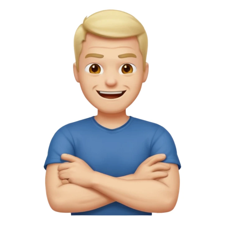 arms crossed around neck angry laughing guy sticker