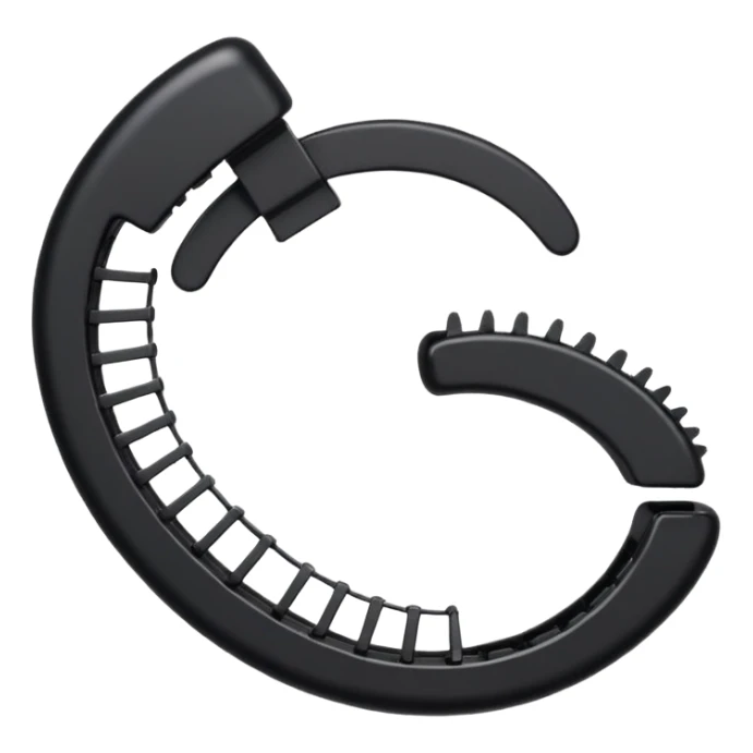 a curved hair accessory with teeth on both sides that hinge together, designed to secure hair in a vertical ponytail sticker