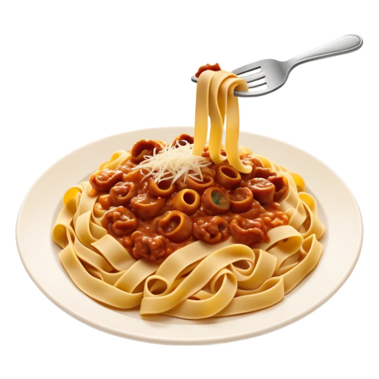 Cinematic Realistic Tagliatelle al Rag√π Dish Emoji, showcasing hand‚Äêcut pasta enveloped in a rich, slow‚Äêcooked meat sauce rendered with detailed textures and hearty, inviting lighting. sticker