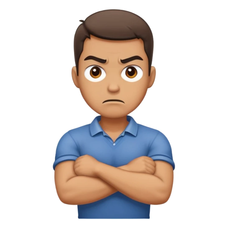 Angry guy crossed arms gripping around neck sticker