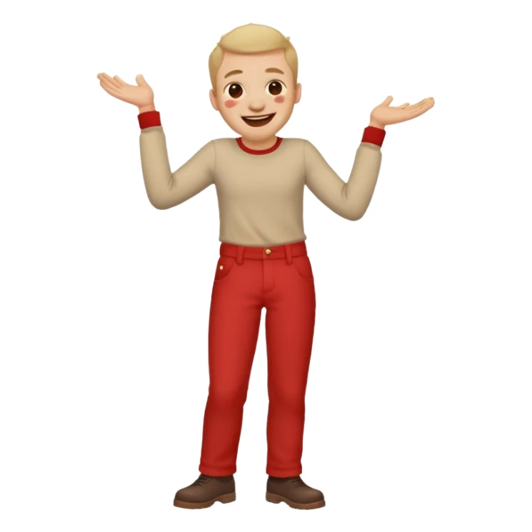 Someone laughing so hard face is red and they have a brown spot on pants sticker