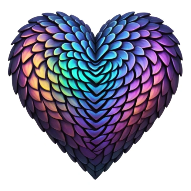 dark warm iridescent scaley heart symbol  sticker