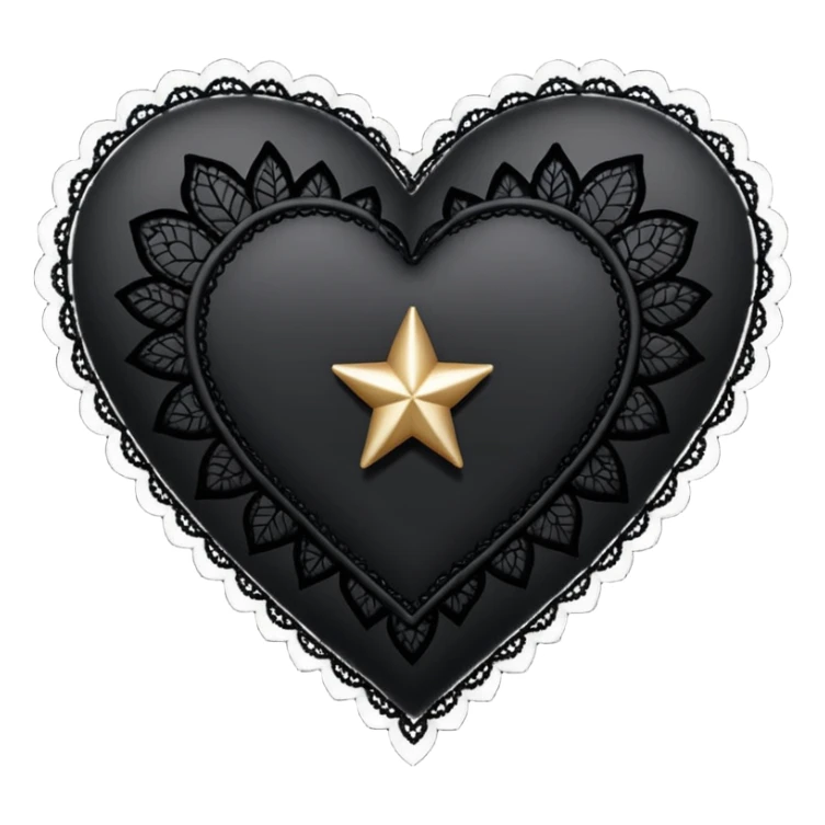 goth heart with a black lace star sticker