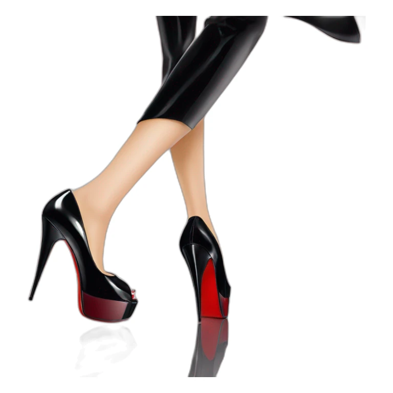 View from back Louboutin Black patent Leather Lady Peep Toe Platform sticker