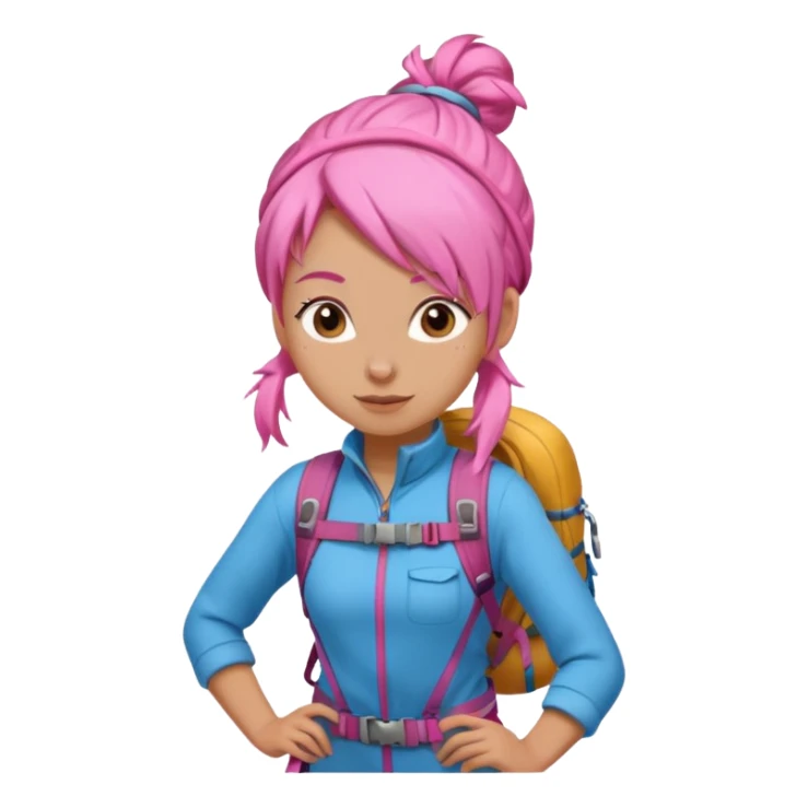 climber girl with pink bun hair sticker