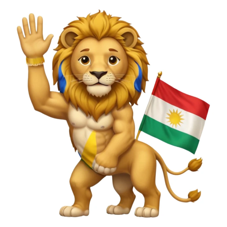 lion waving the Kurdistan flag sticker