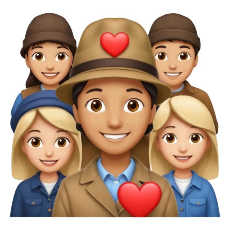 small figure inside a group of people with a heart above sticker
