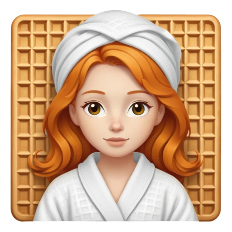 Ginger girl in white waffle robe spa beauty full face relaxing sticker