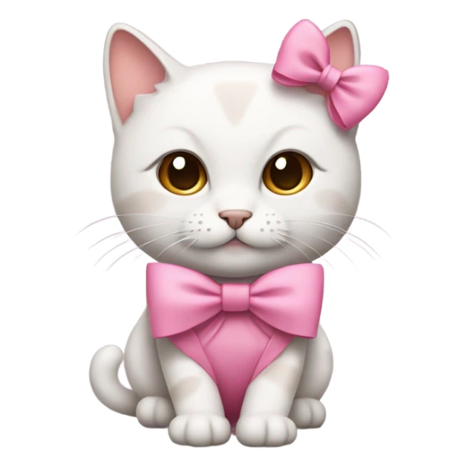 a cat with pink bow on head and with pink dress sticker