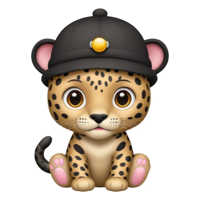 A black jaguar wearing a baby hat sticker