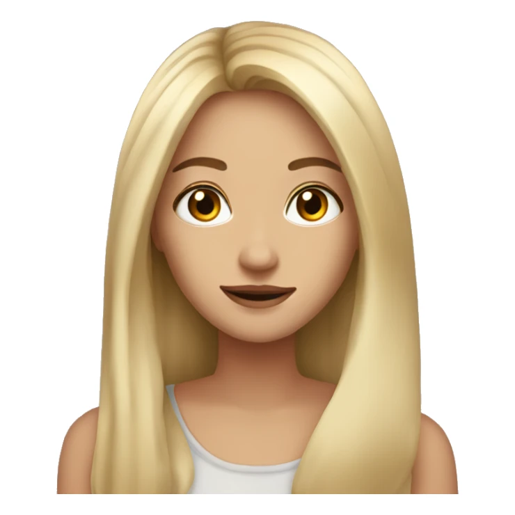 Beautiful woman, straight long light hair, brown eyes, cozy sticker