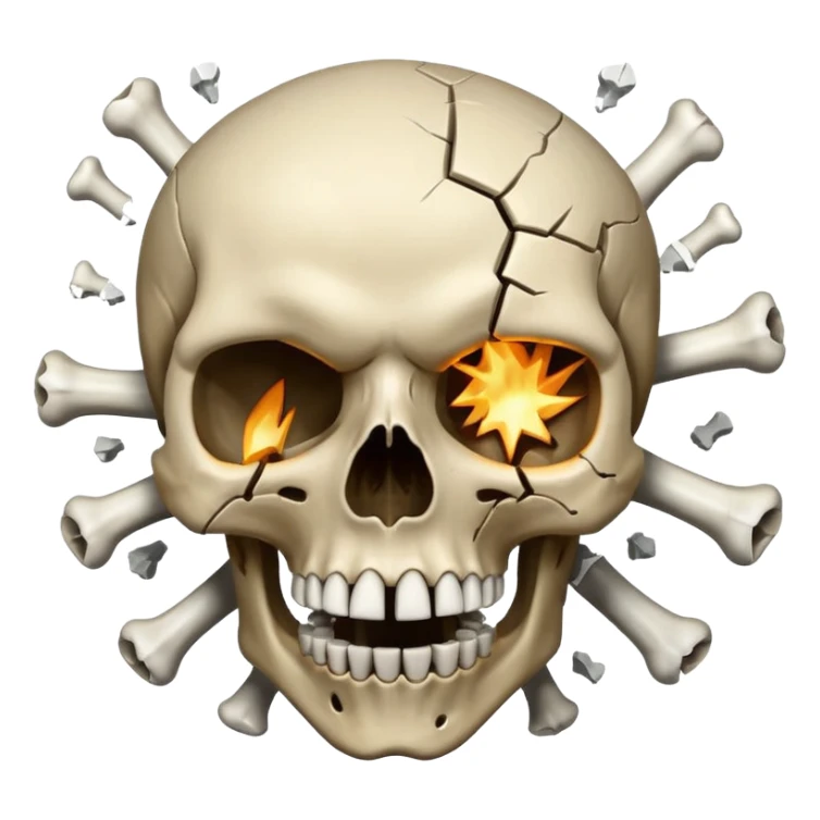 skull looking up with  exagerated open mouth meanwhile the head explote  sticker