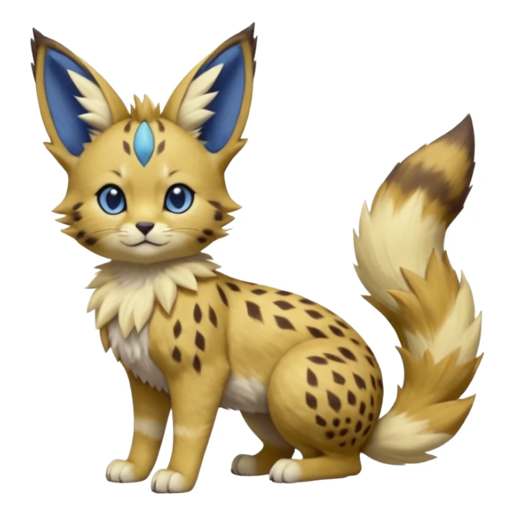 Blueberry-themed puffy fluffy thick bushy brownish soft realistic romantic vintage antique divine beautiful elegant pretty precious cute young youthful  Fakémon-Pokémon-feline-Zeraora-Jolteon-serval-caracal-chinchilla-Minccino-Cinccino-Meowstic-rodent-hybrid-creature (full body) sticker