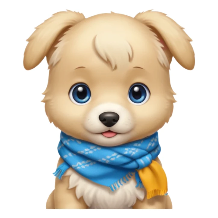 Blonde puppy with blue eyes wearing a scarf sticker